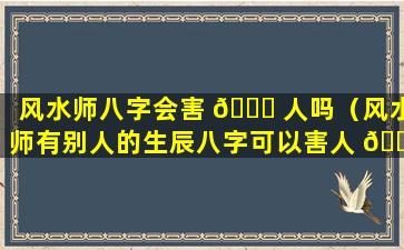 风水师八字会害 🍀 人吗（风水师有别人的生辰八字可以害人 🐕 吗）